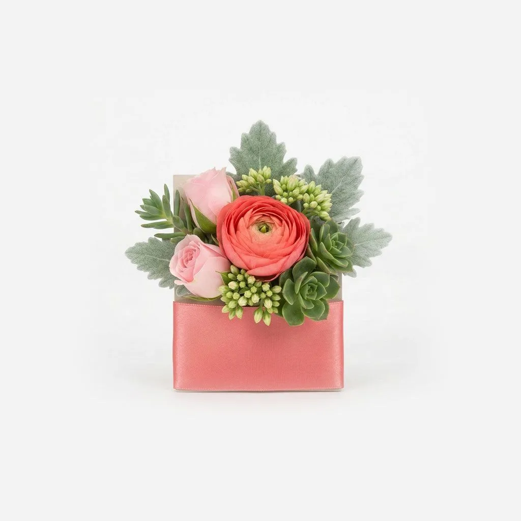 Peach Blossom Elegance Pocket Square Boutonniere Peach Blossom Elegance Pocket Square Boutonniere