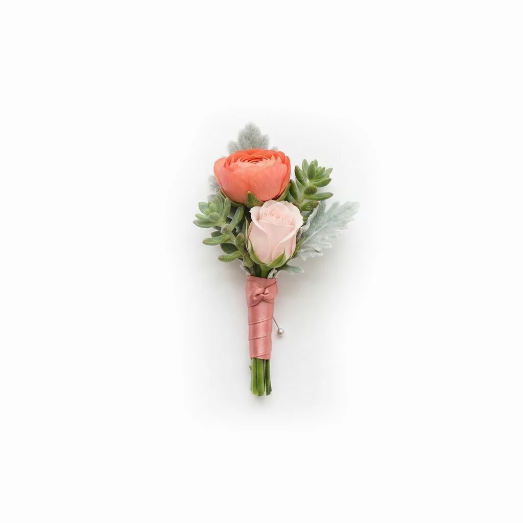 Peach Blossom Elegance Boutonniere Peach Blossom Elegance Boutonniere
