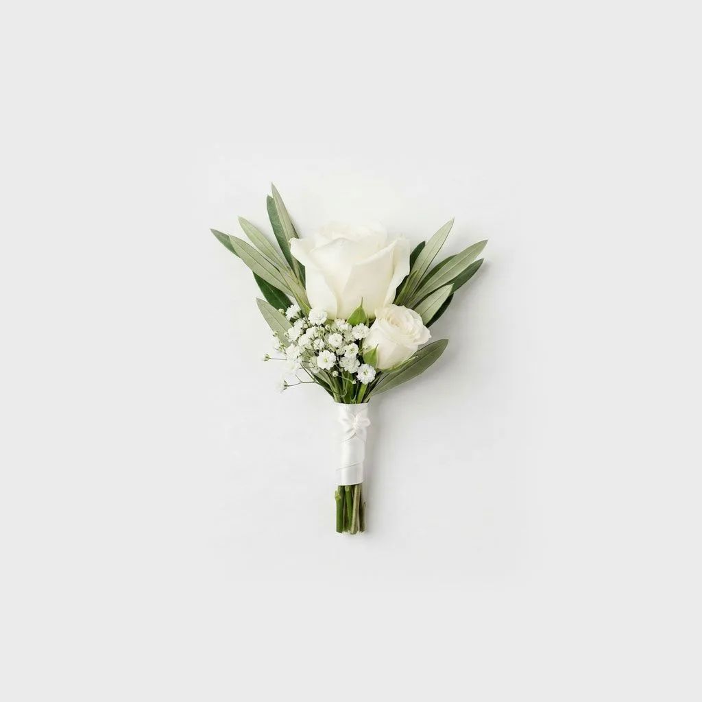 Luxe White Rose Boutonniere