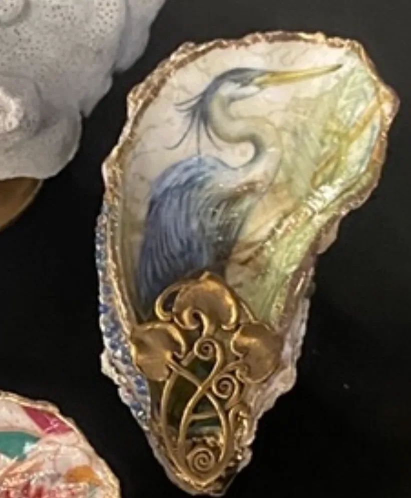 Heron today, Gone tomorrow’s Decoupage Seashell