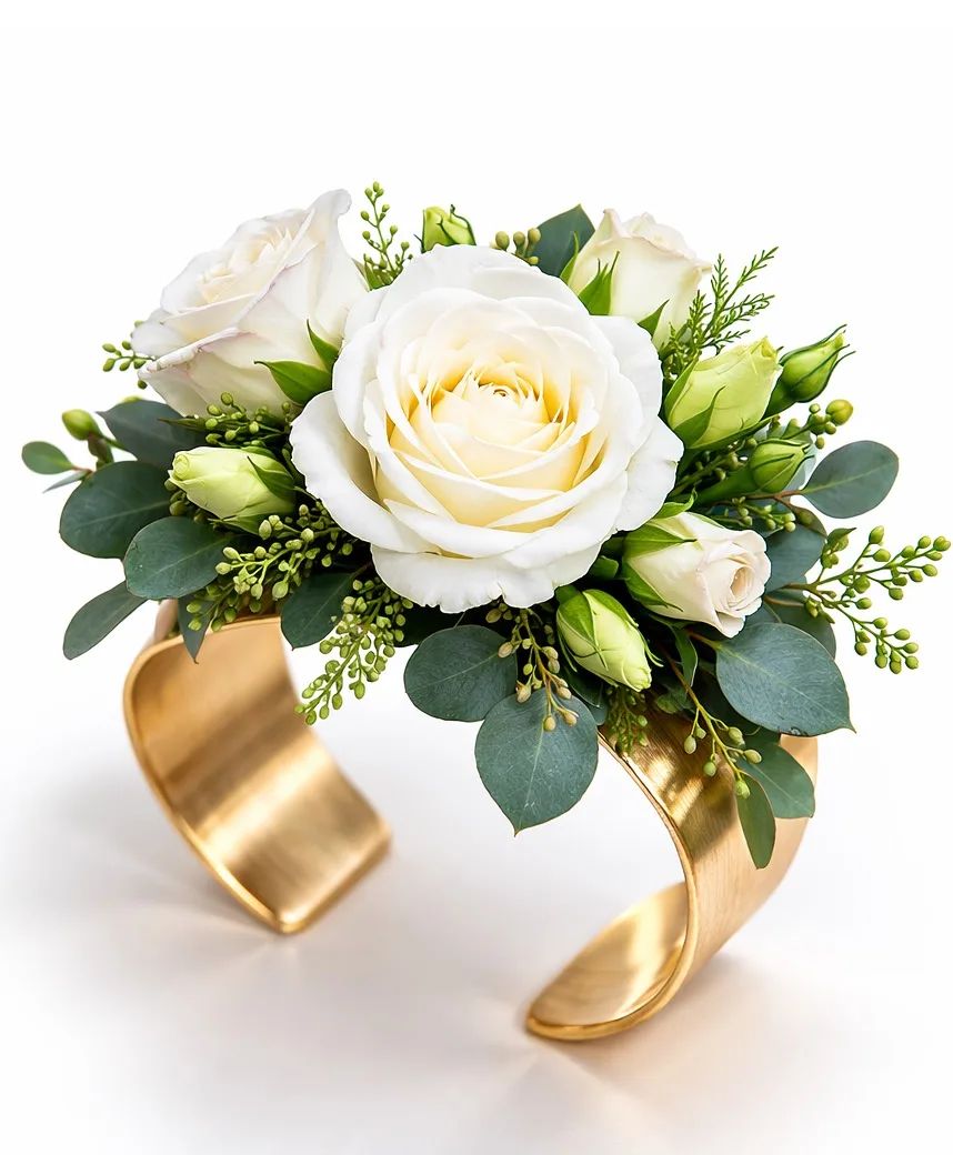 Chic Gold Cuff Rose Corsage