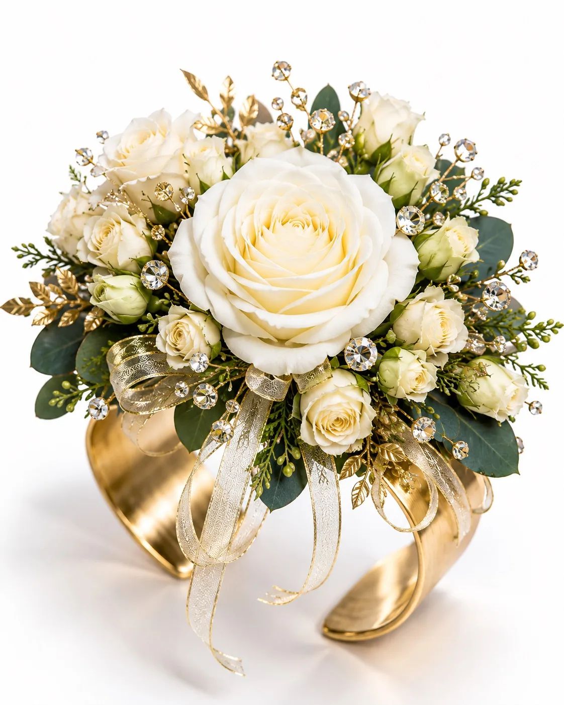 Chic Gold Cuff Rose Corsage