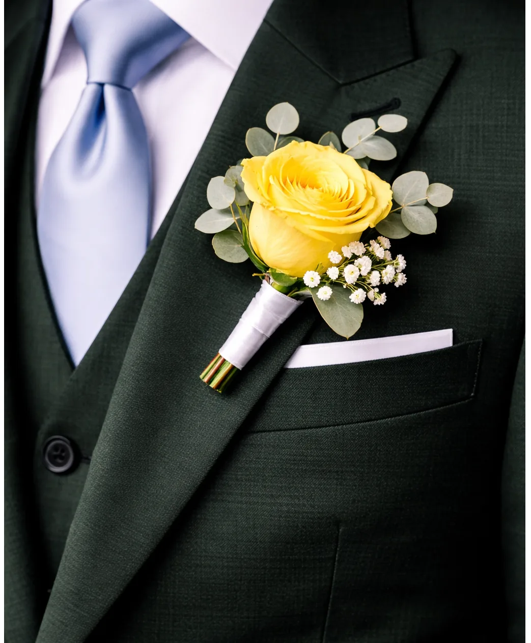 Single Yellow Rose Bouronnire PIN-ON Single Yellow Rose Bouronnire PIN-ON