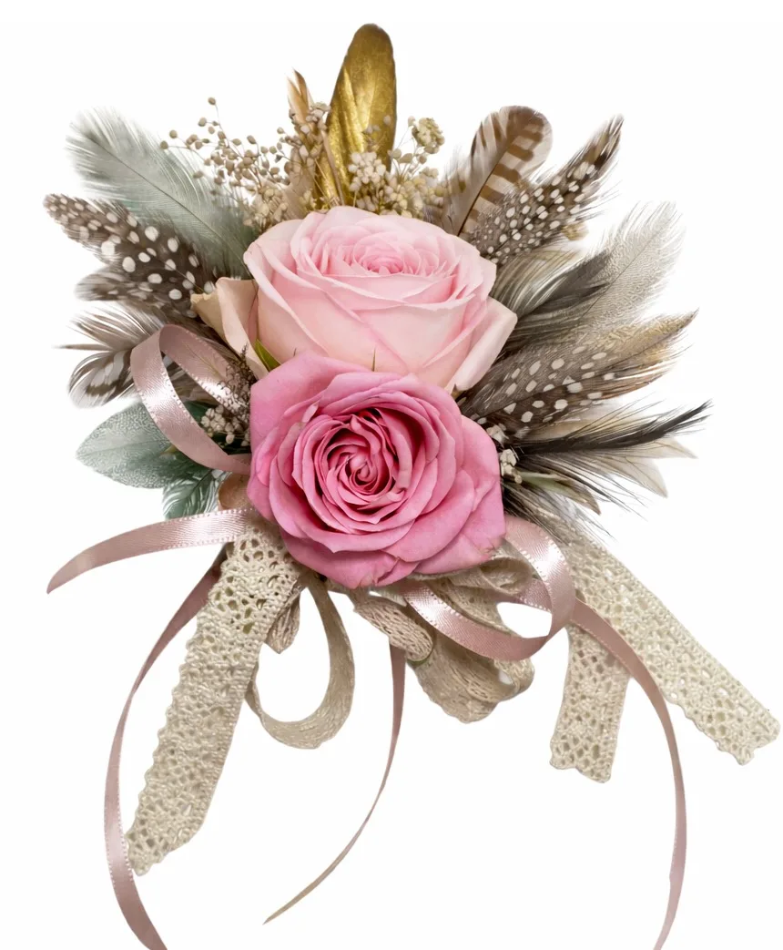 Bohemian Feather Wrist Corsage Bohemian Feather Wrist Corsage