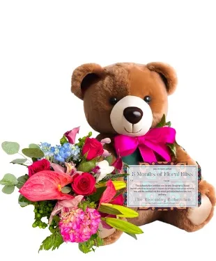 3 Month Floral Subscription w/ Purrfection Bear 3 Month Floral Subscription w/ Purrfection Bear