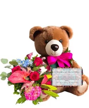 3 Month Floral Subscription w/ Purrfection Bear