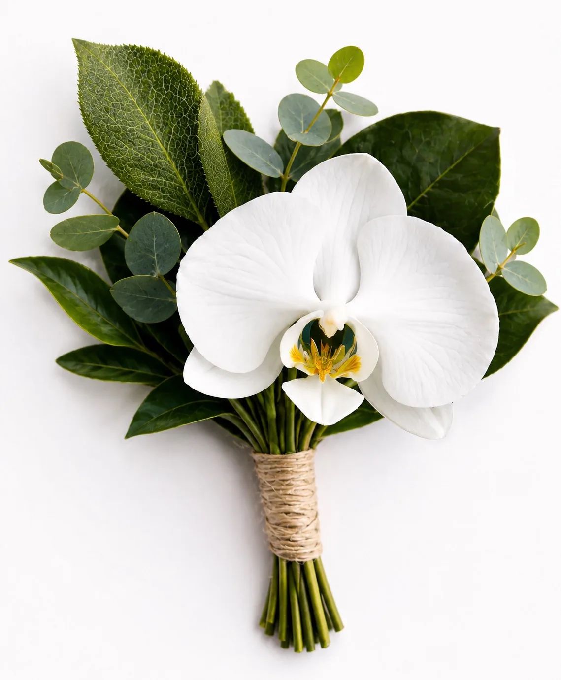 Modern White Orchid Boutonnière