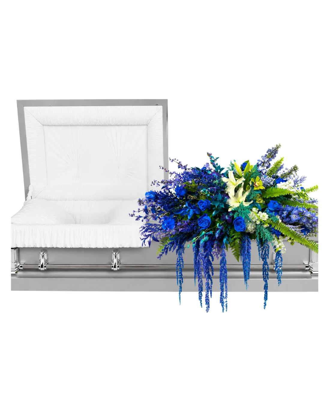 True Blue Heart Casket Spray True Blue Heart Casket Spray