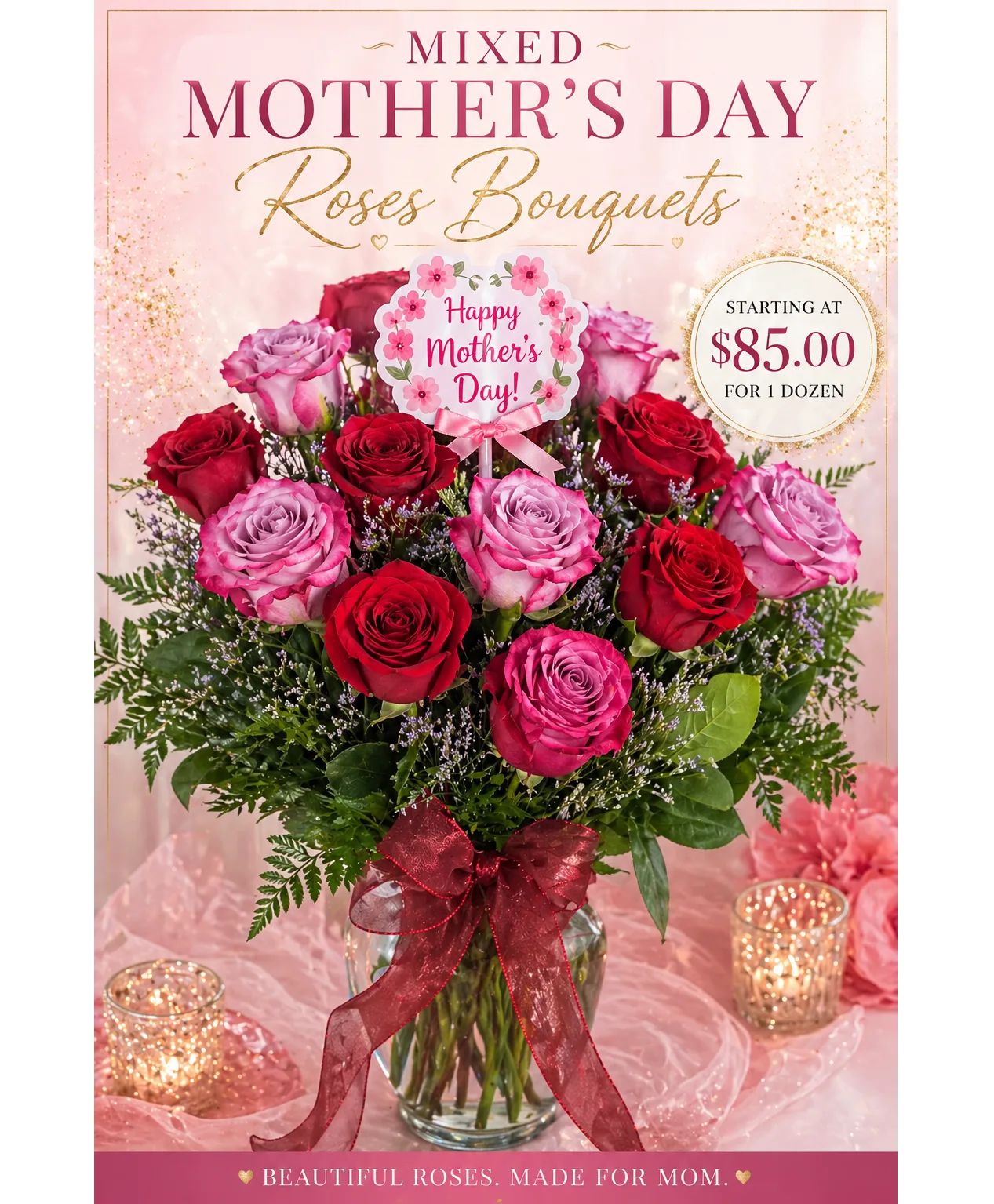 Classic Dozen Roses Arranged Bouquet