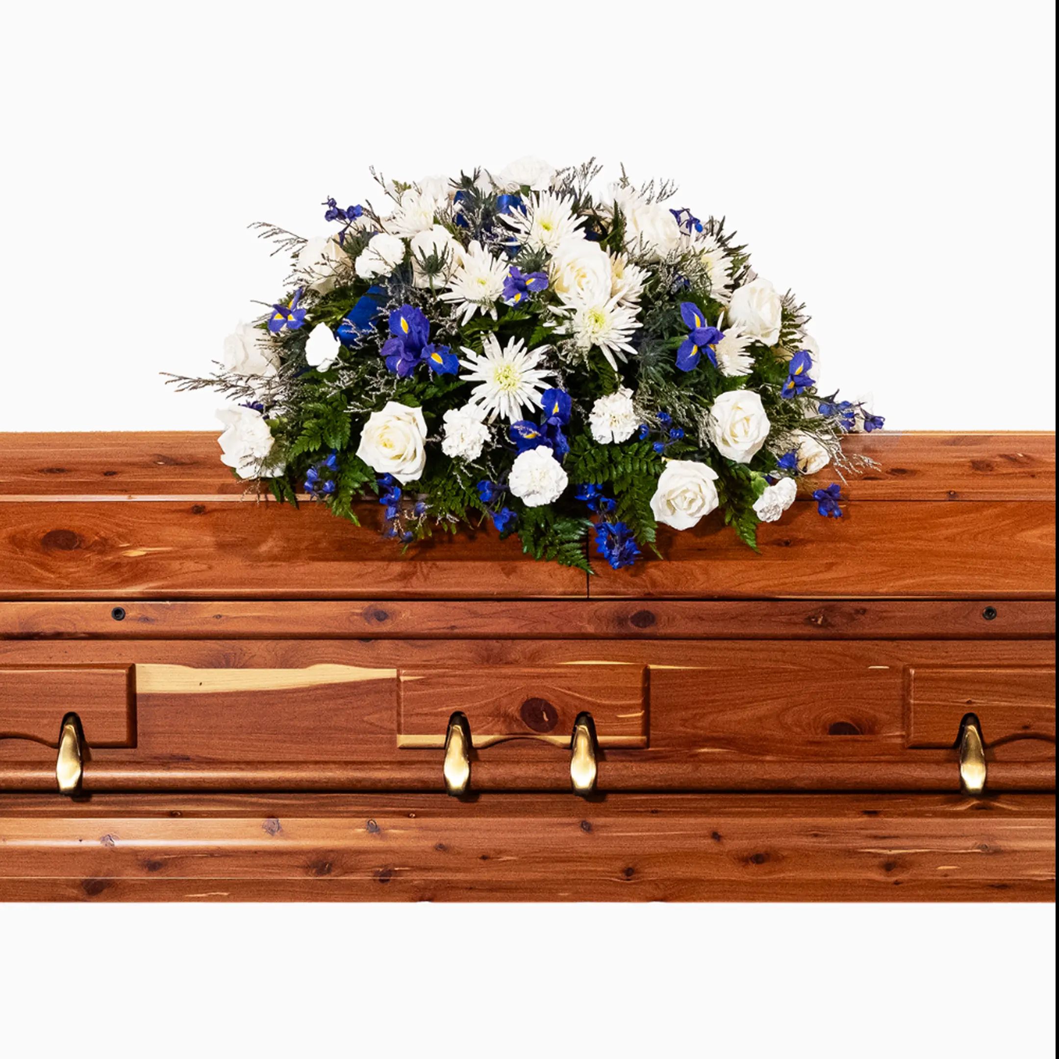 White & Blue Casket Spray