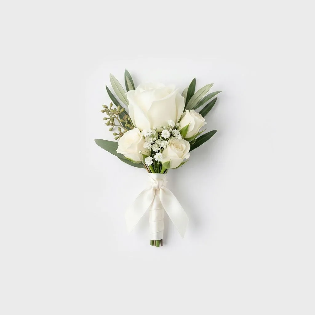 Luxe White Rose Boutonniere Luxe White Rose Boutonniere