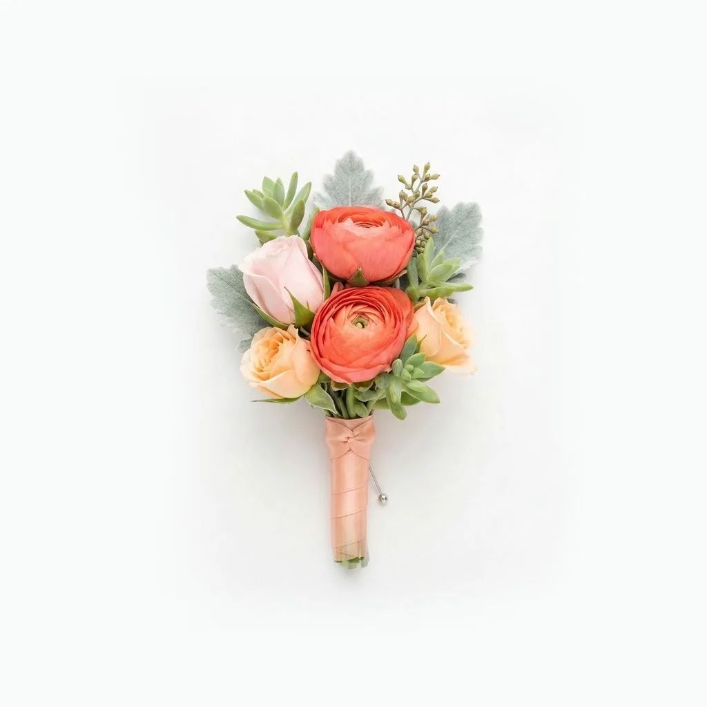 Peach Blossom Elegance Boutonniere