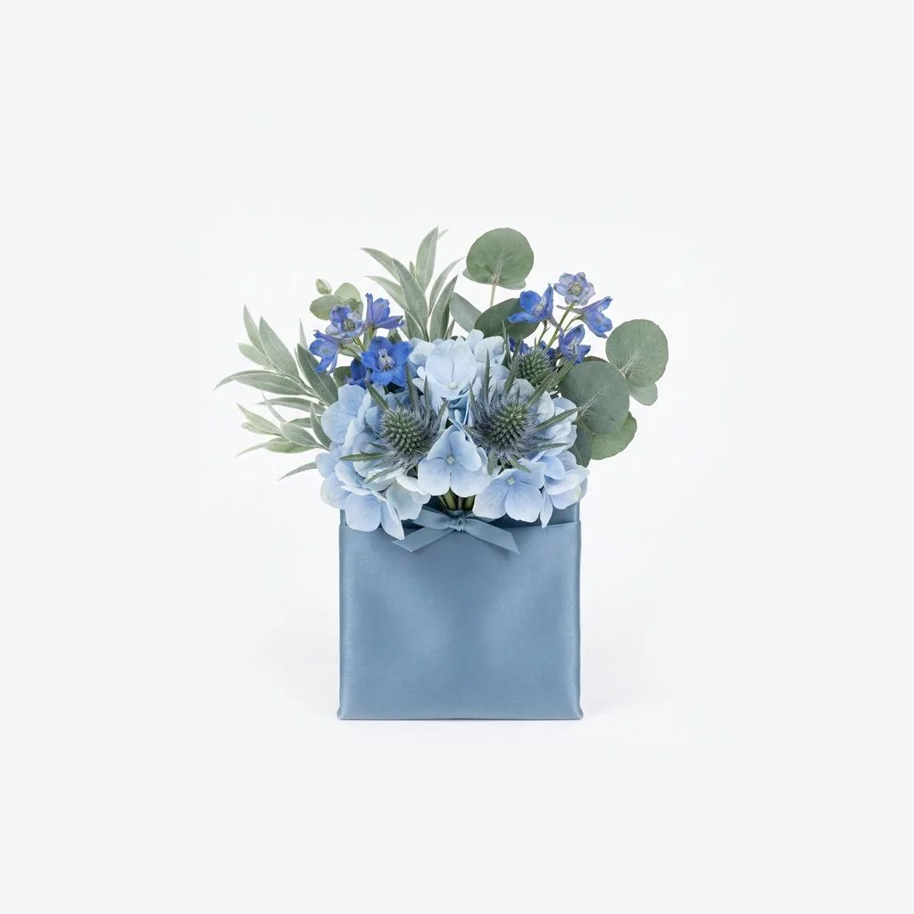 Dusty Blue Hydrangea Pocket Square Boutonniere Dusty Blue Hydrangea Pocket Square Boutonniere