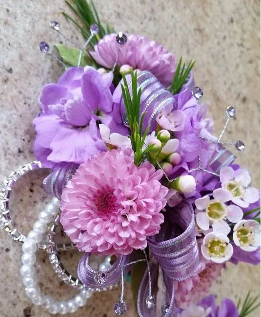 Mixed floral Prom wristlet