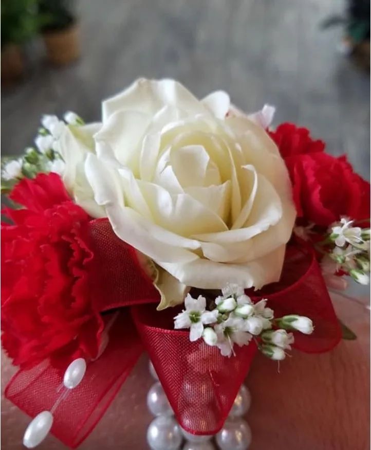 Red and White Prom Wristlet