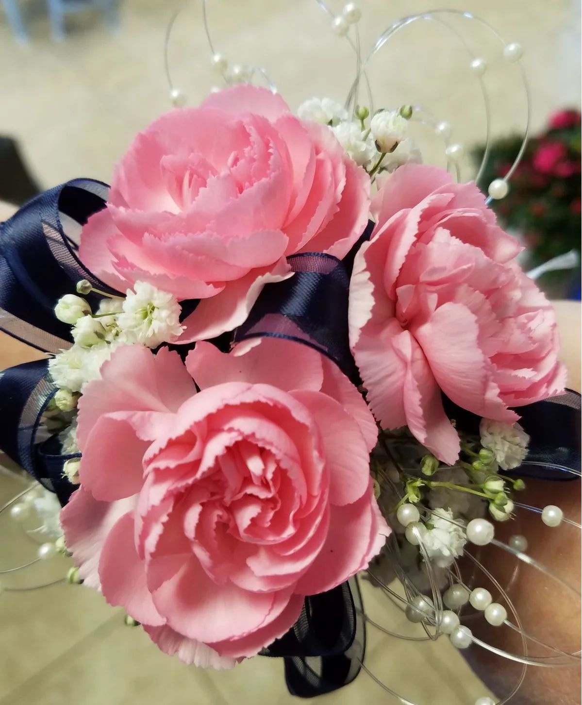 Mini carnation Prom Wristlet