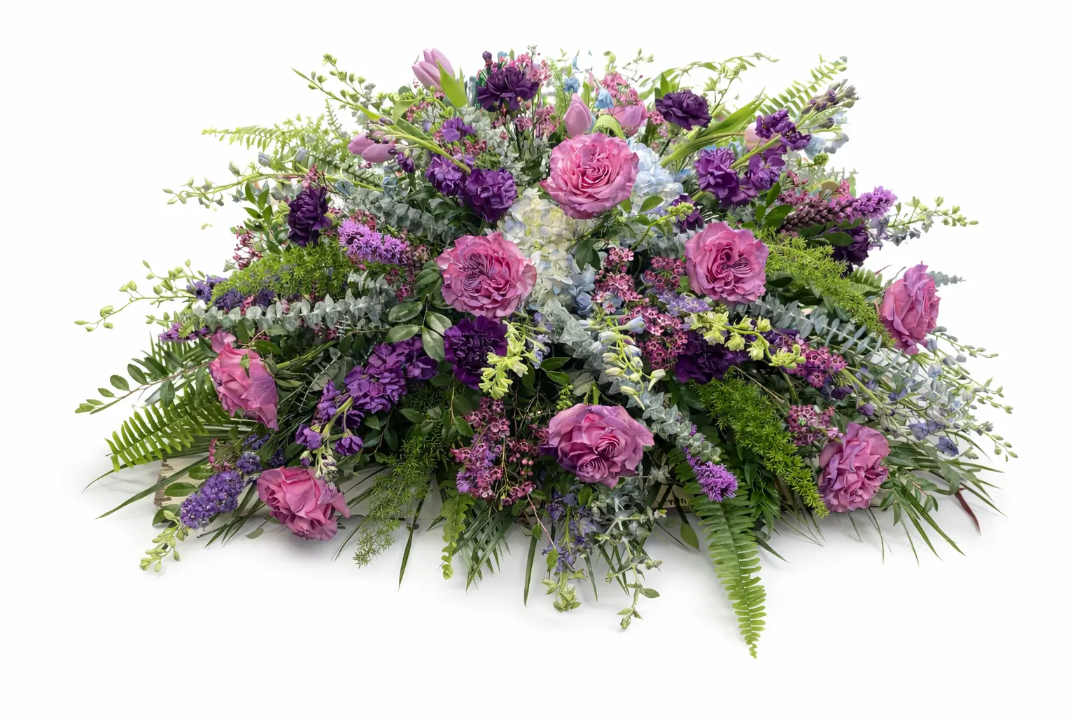 Shades of Lavender, Purple, and Blue Casket Spray Shades of Lavender, Purple, and Blue Casket Spray