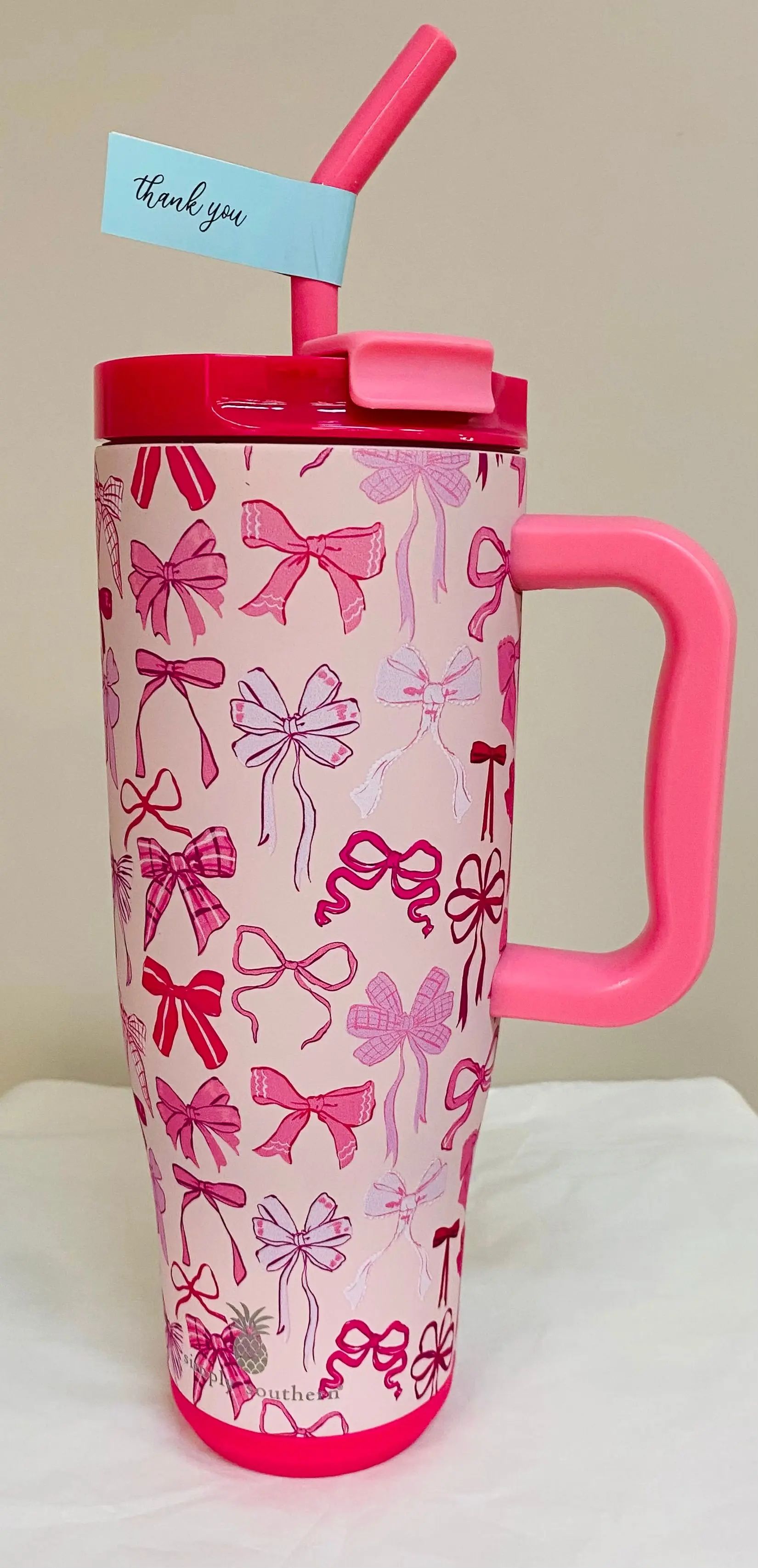 Simply Southern Pink Bow Insulated Tumbler