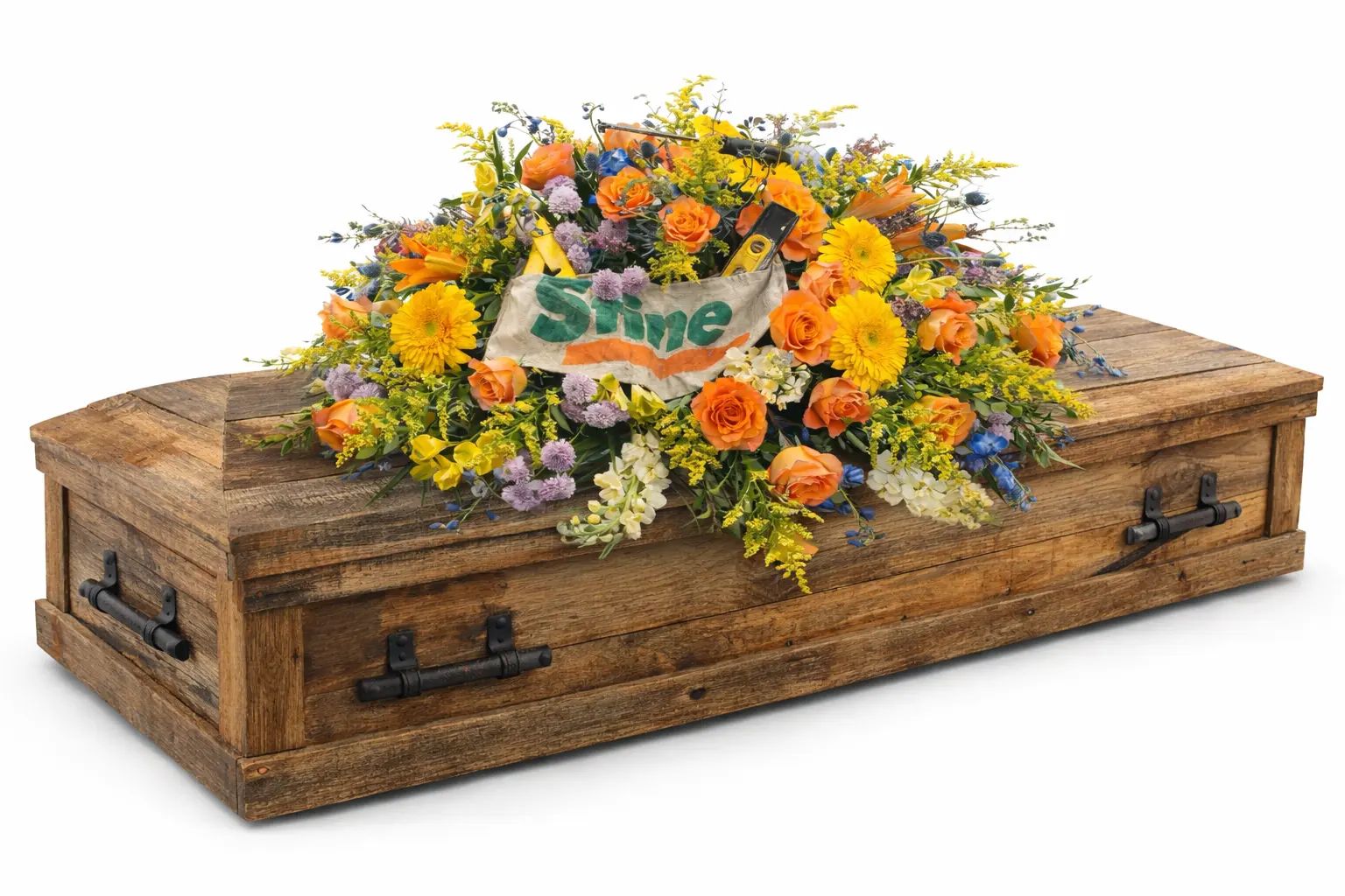 Rustic masculine Casket Spray.
