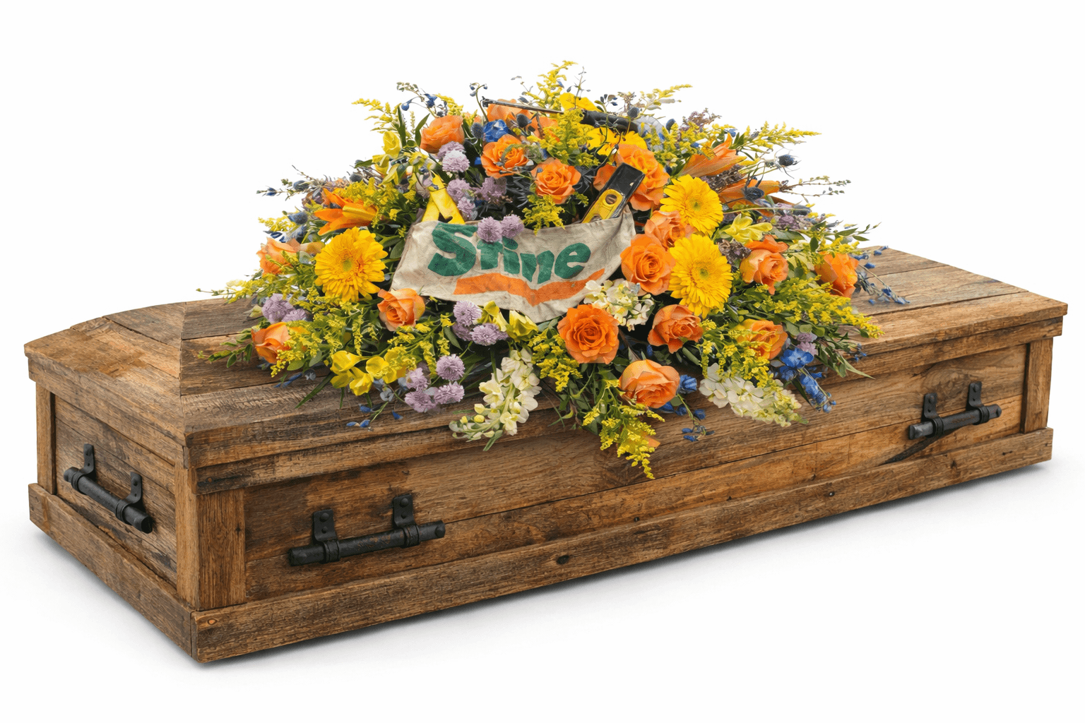 Rustic masculine Casket Spray.