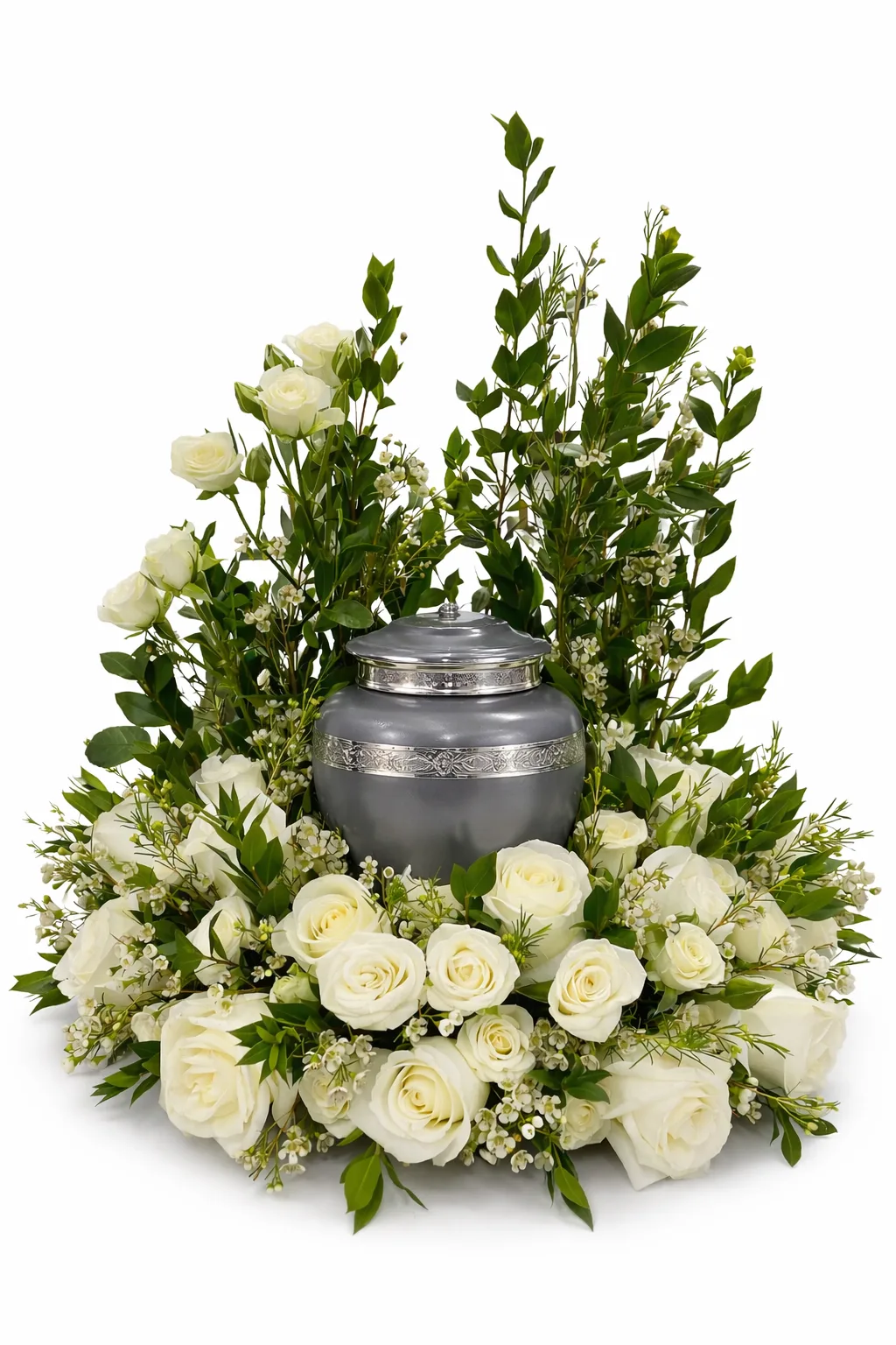 White Cremation Urn Arrangement White Cremation Urn Arrangement