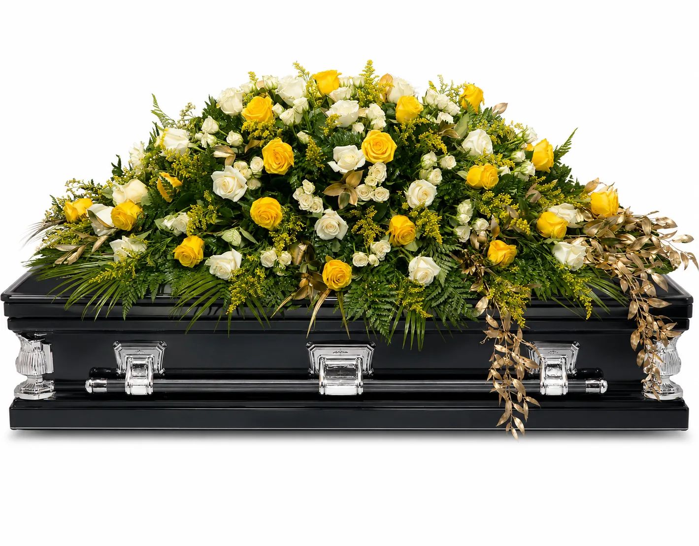 Golden Serenity Casket Spray