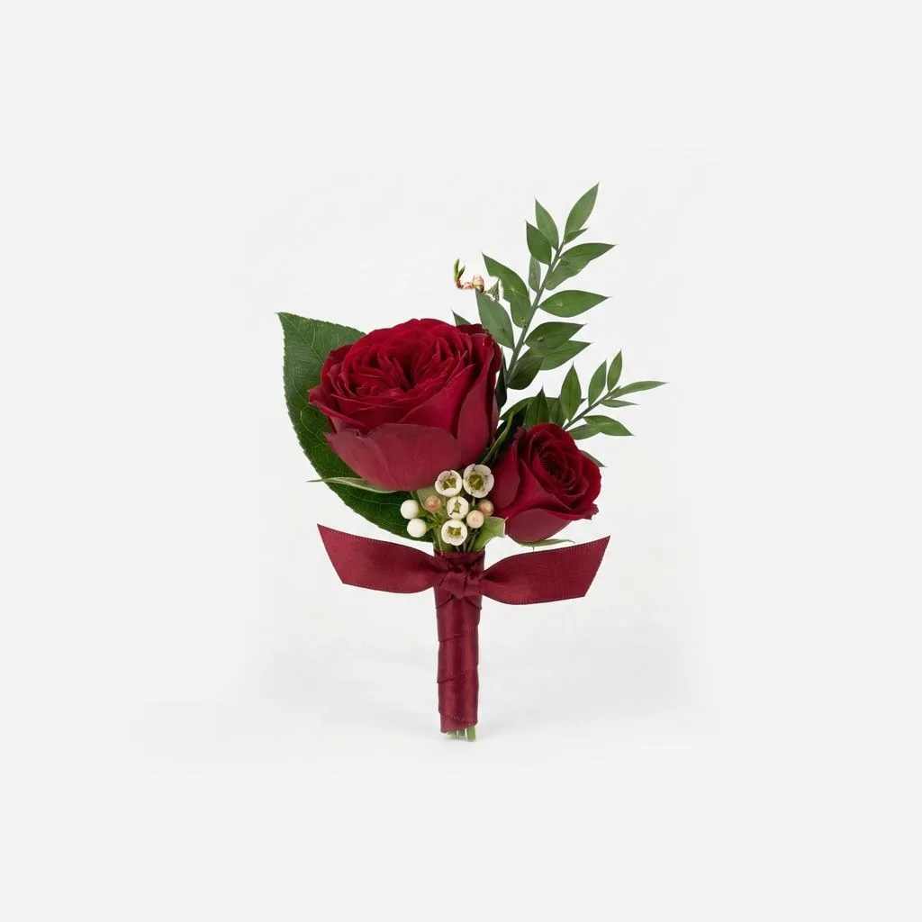 Red Garden Rose Boutonniere Red Garden Rose Boutonniere