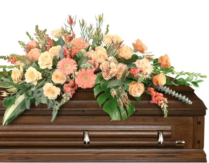 Compassionate Coral Casket Spray Compassionate Coral Casket Spray