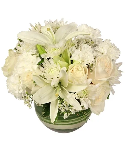 White Bubble Bowl Vase of Flowers White Bubble Bowl Vase of Flowers