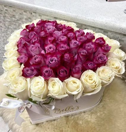 PURPLE RAIN HEART 50 FRESH-CUT ROSES
