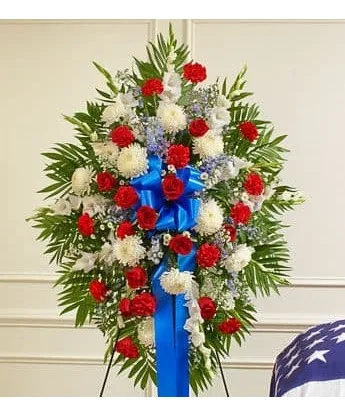 Standing Spray Red, White & Blue -Traditional Standing Spray Red, White & Blue -Traditional