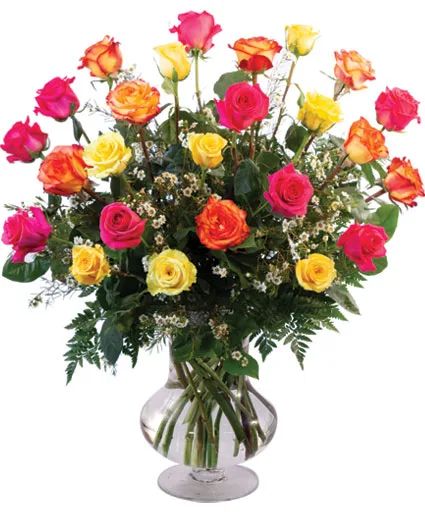 24 Mixed Roses Vase Arrangement