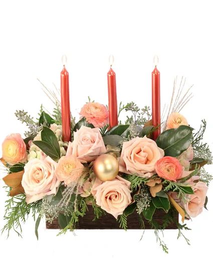 Calming Peach Roses Centerpiece