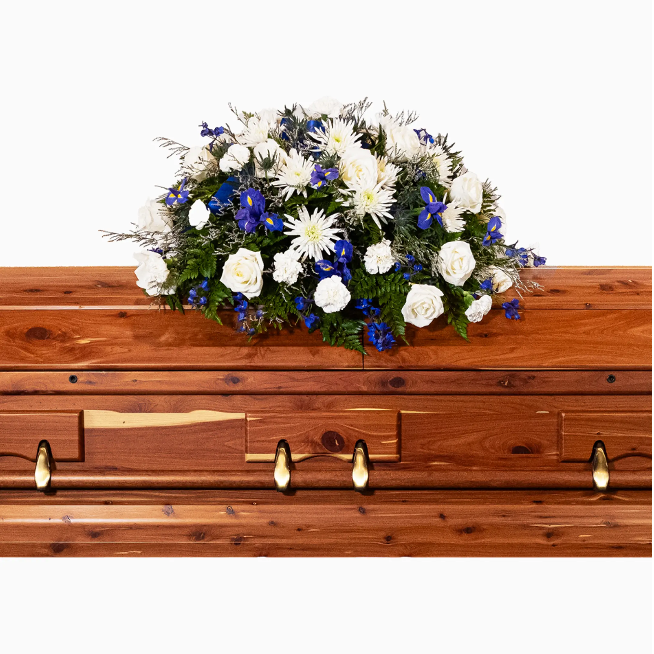 White & Blue Casket Spray White & Blue Casket Spray