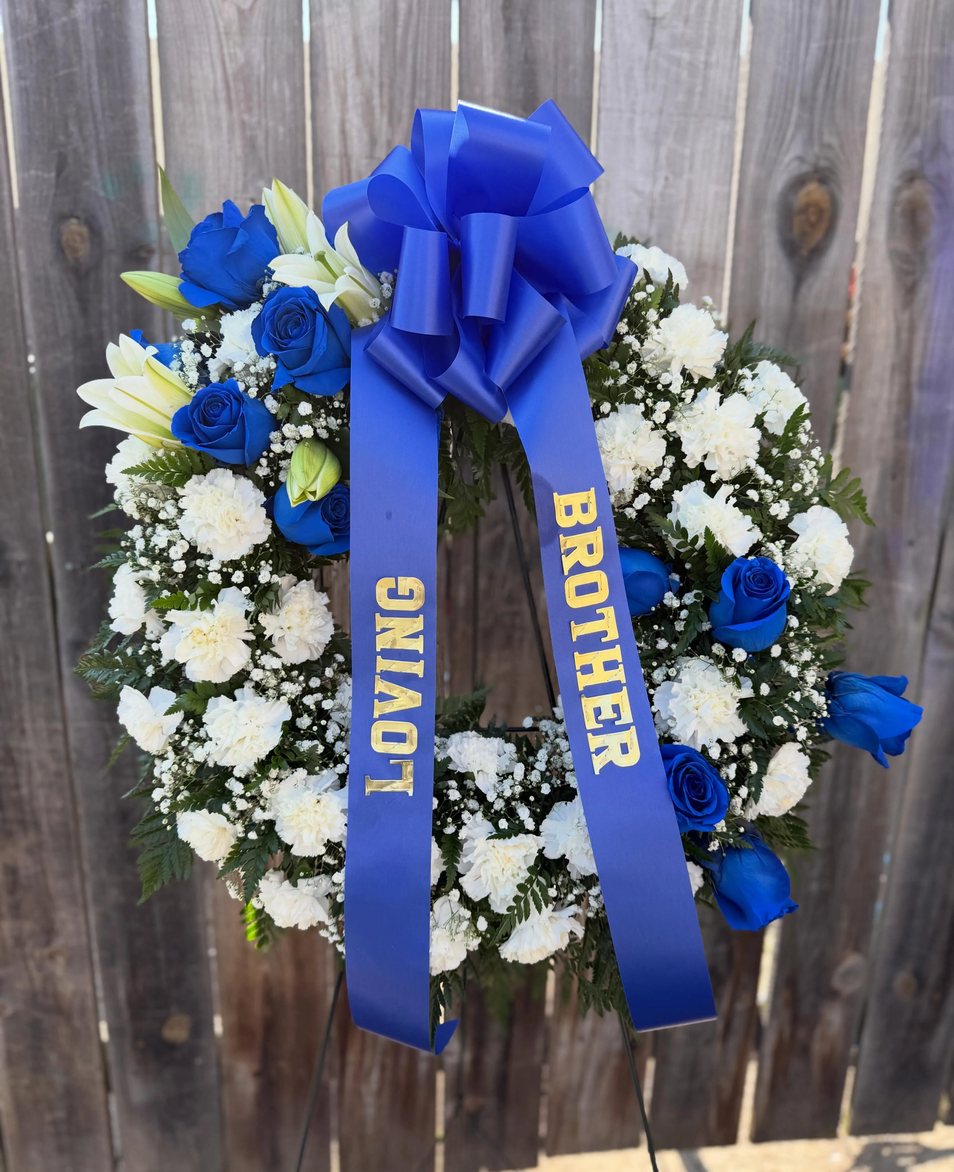 Blue & White Standing Wreath Blue & White Standing Wreath