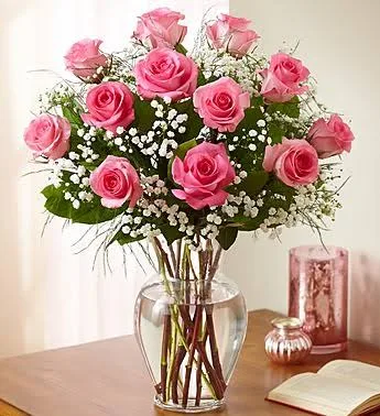 Dozen Classic Pink Rose Vase Arrangement Dozen Classic Pink Rose Vase Arrangement