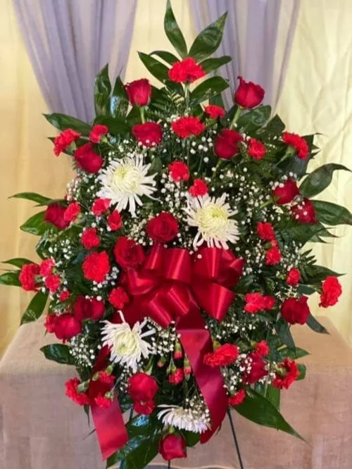 Red and White Standing Spray Red and White Standing Spray