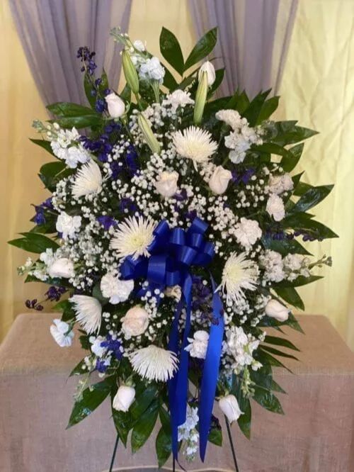 Blue and White Standing Spray