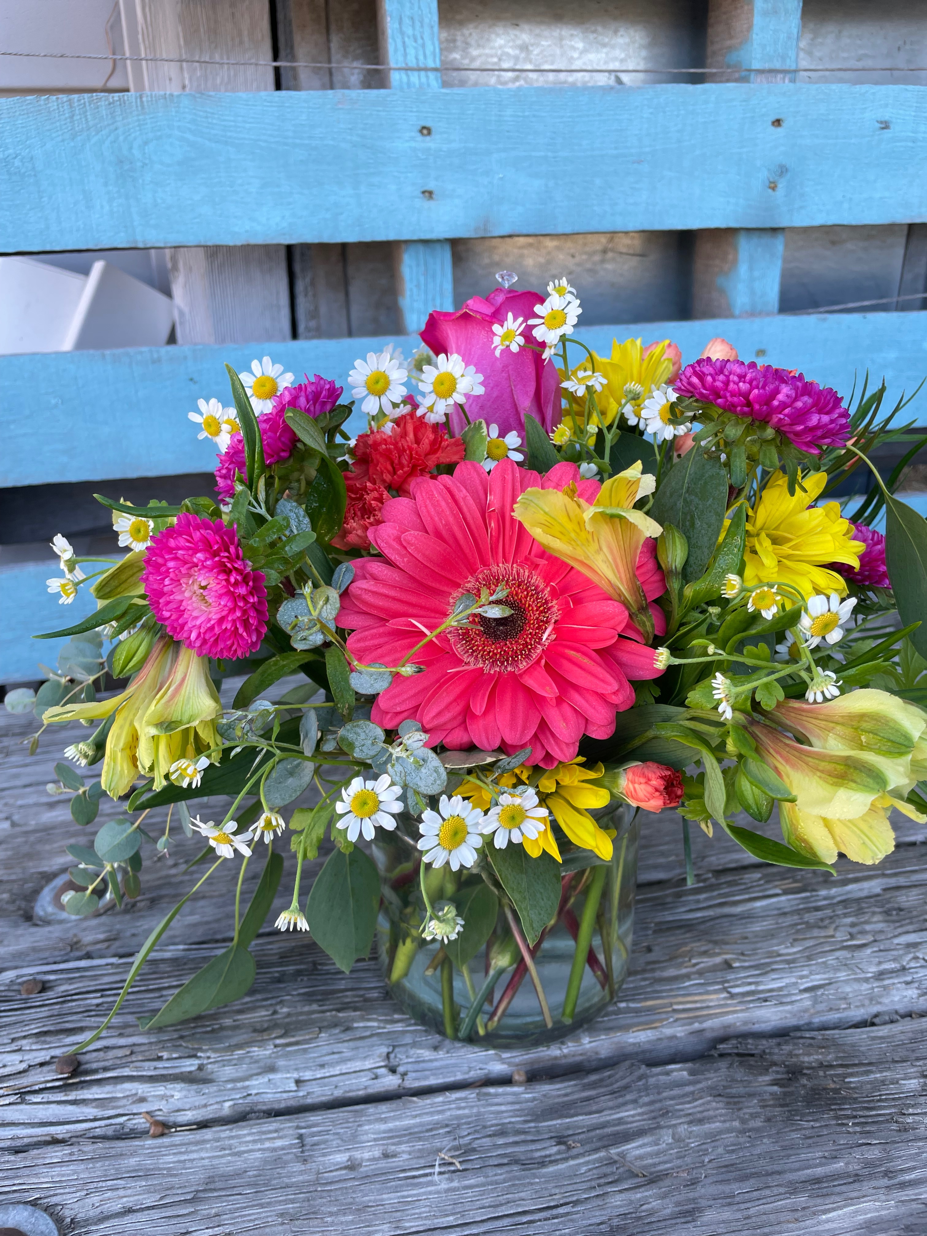 Brightly colored cube vase Brightly colored cube vase