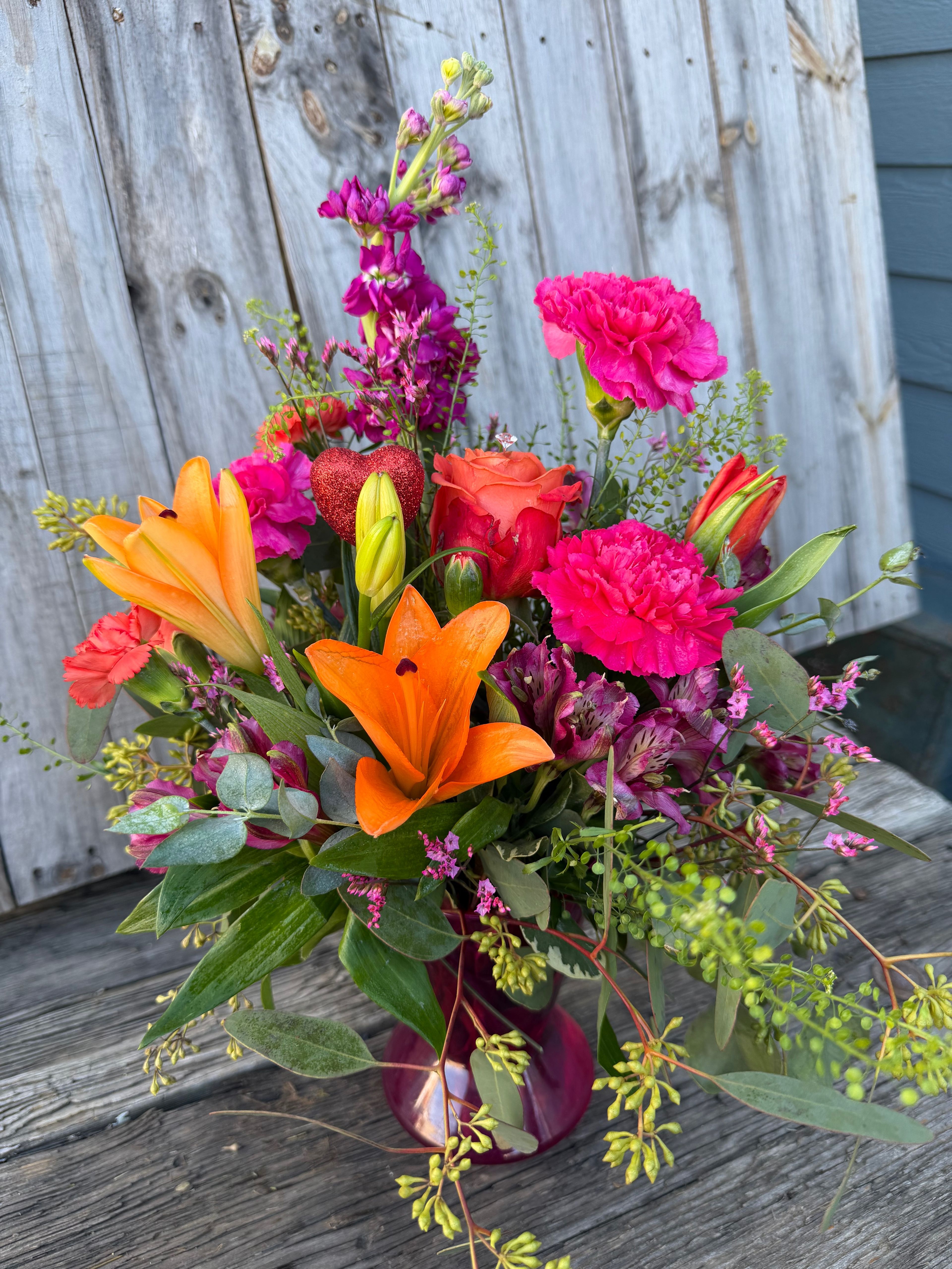 Hot pink and orange valentine