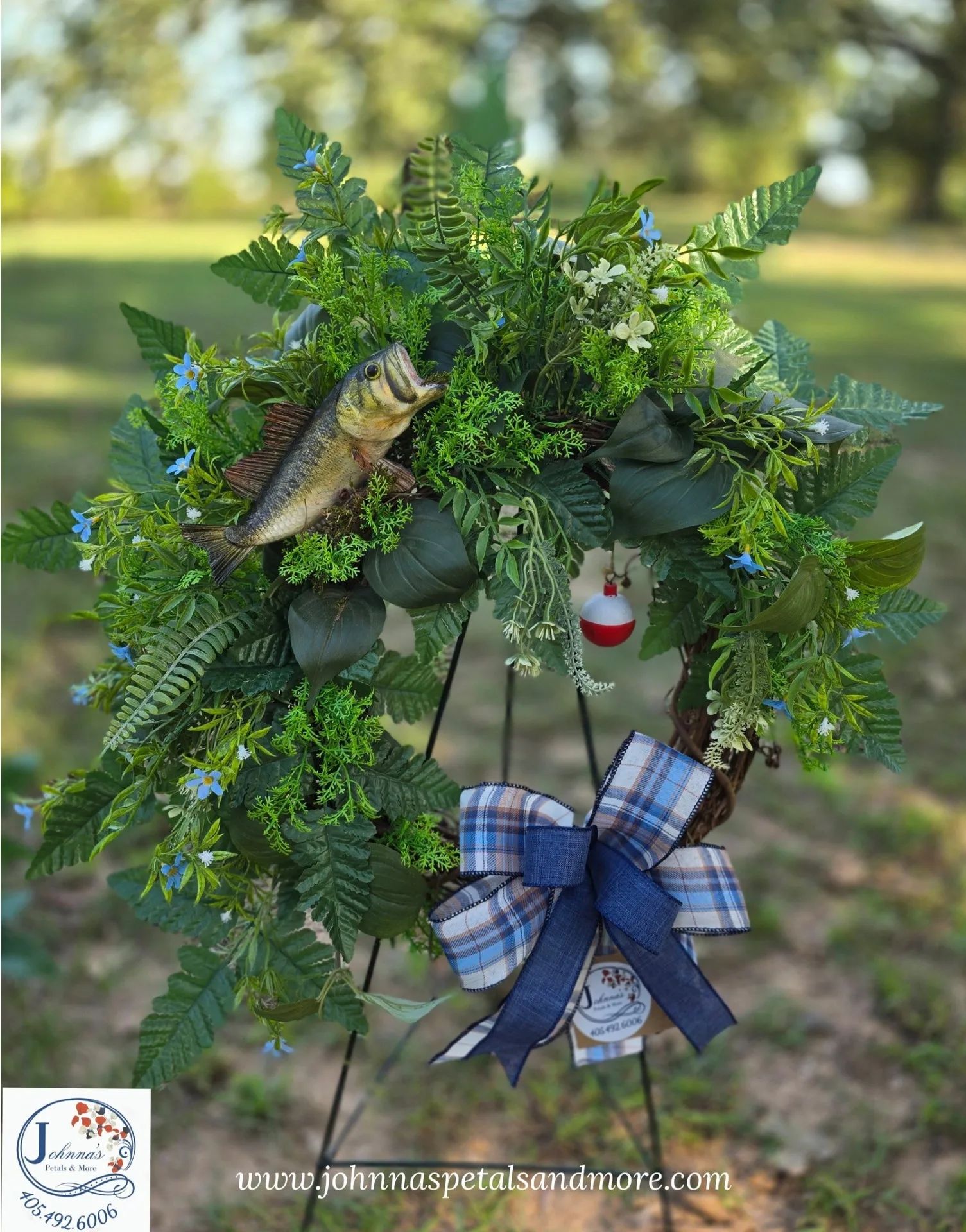 Fish Themed Grapevine Wreath Silk Arrangement