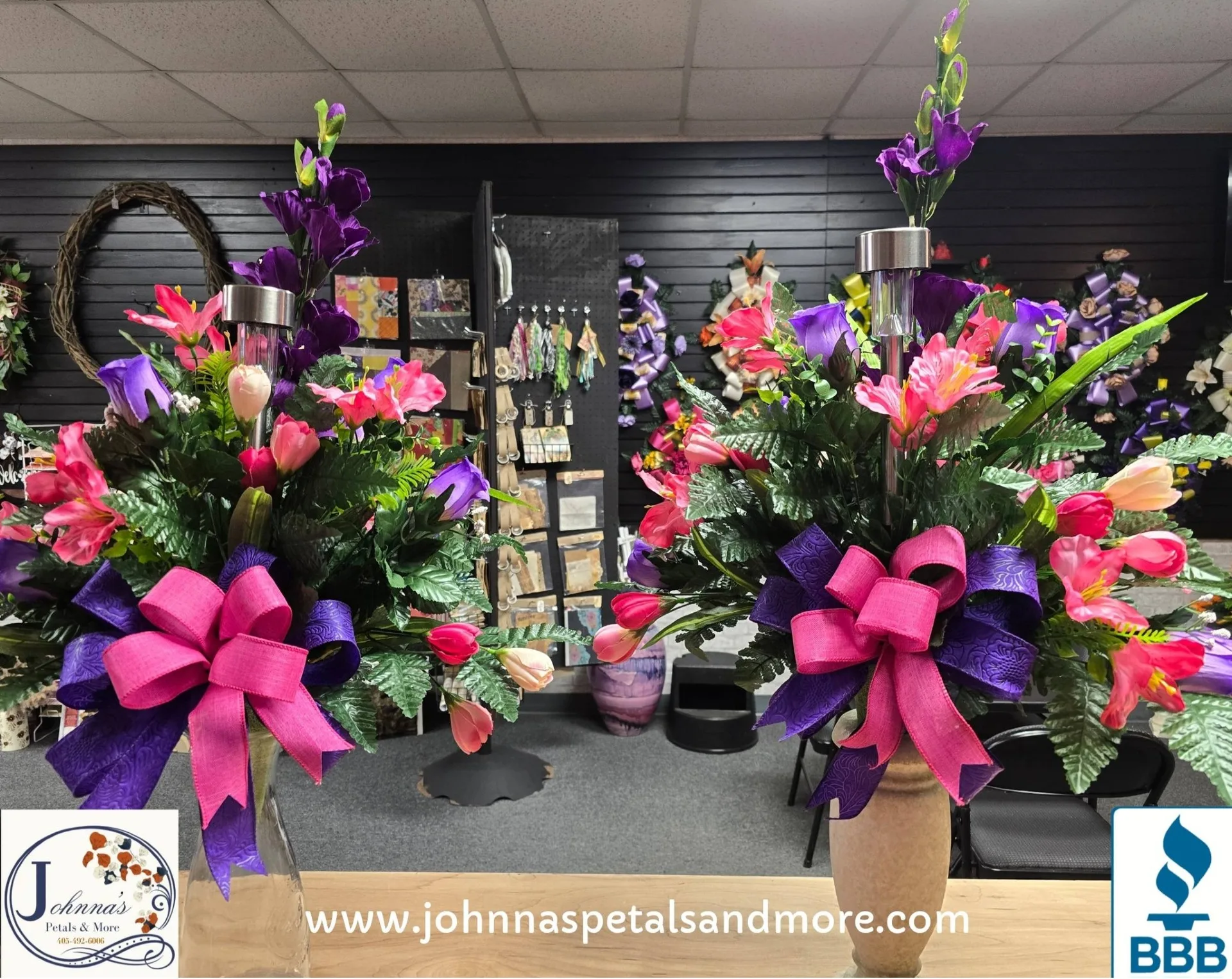 Sugarplum Spark Matching Silk Cemetery Vase Inserts with Solar Lights Sugarplum Spark Matching Silk Cemetery Vase Inserts with Solar Lights