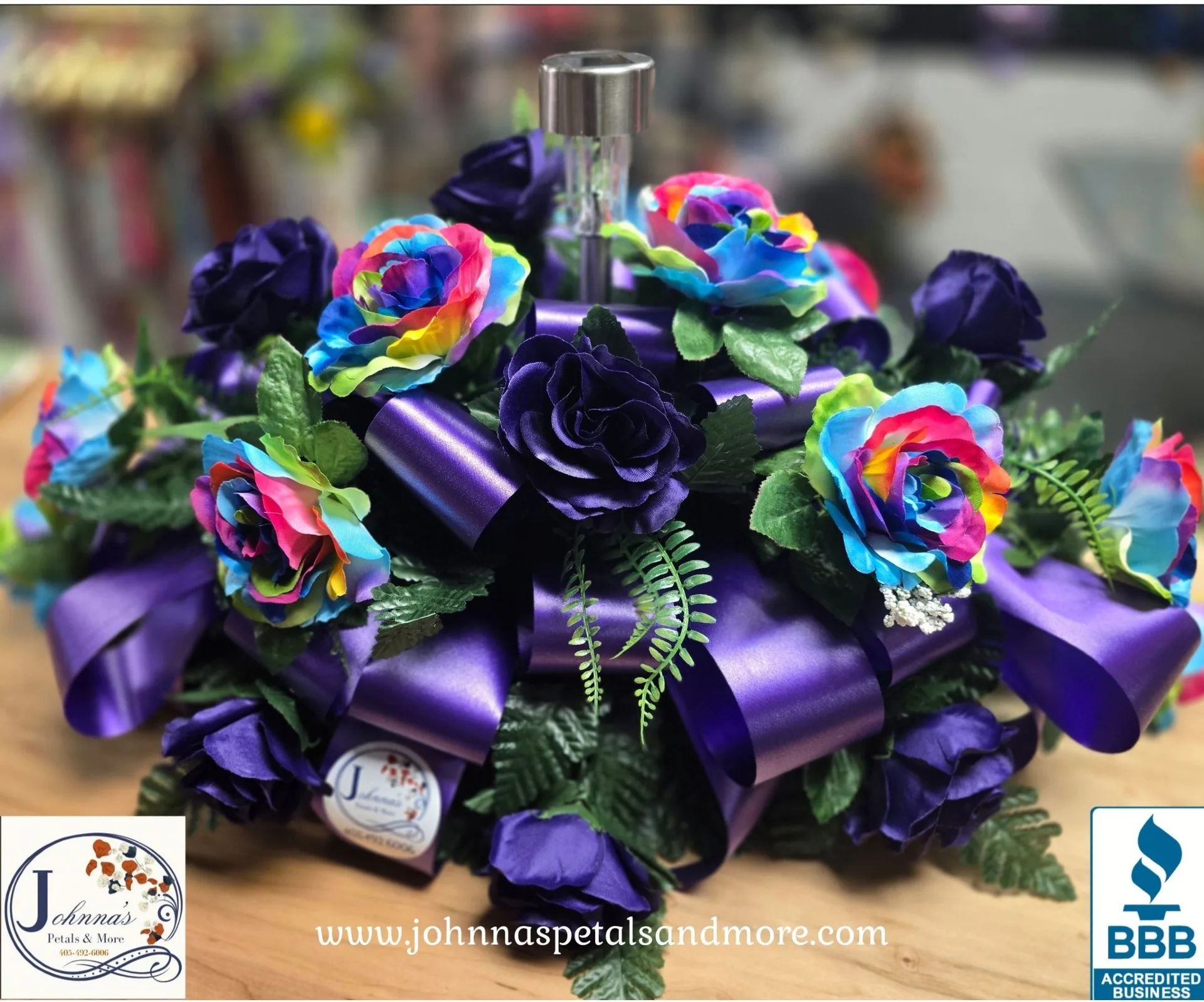 Rainbow and Purple with solar light Silk Spray on brick