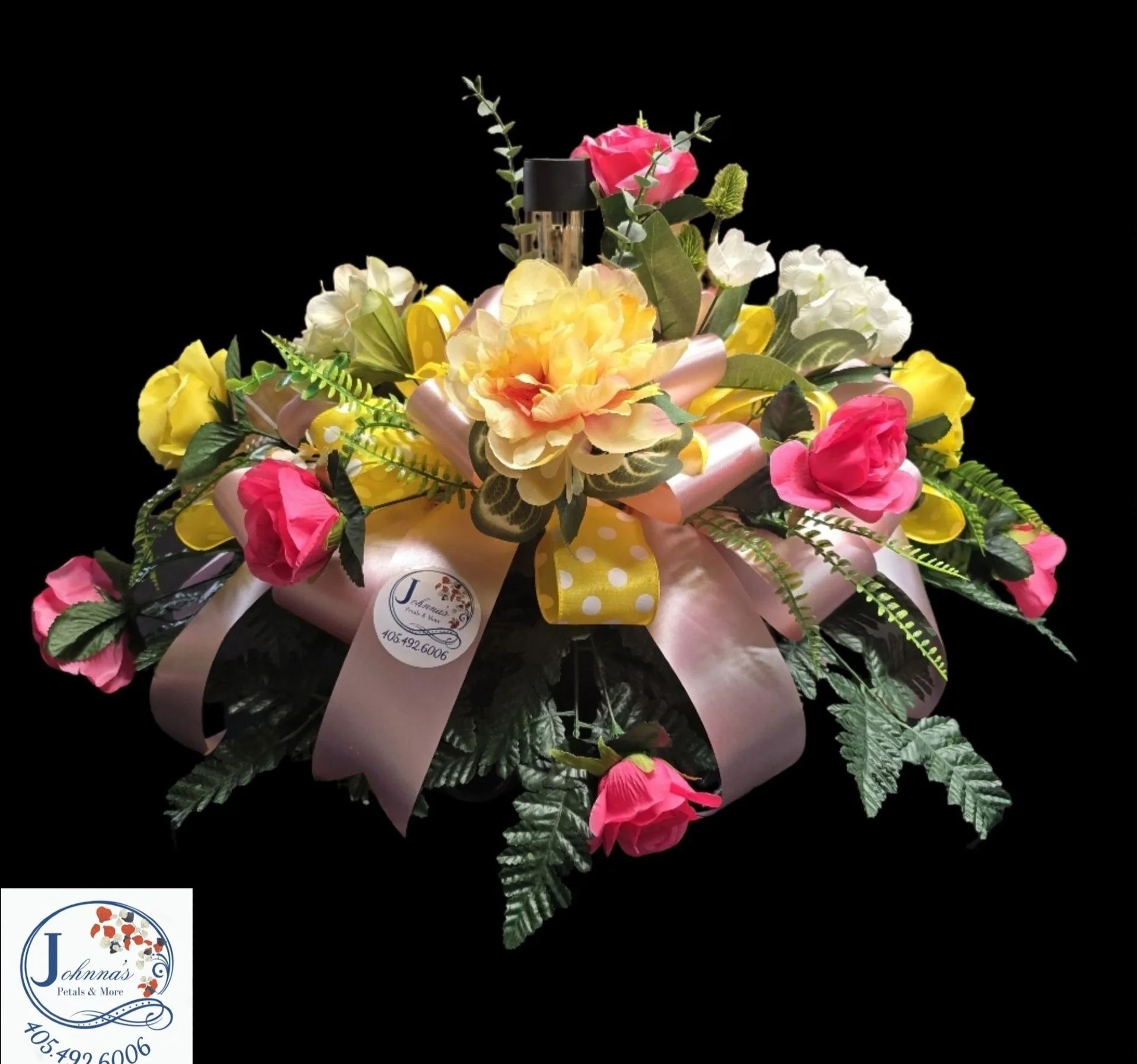 Spring Girl Silk Saddle with solar light Silk Arrangement