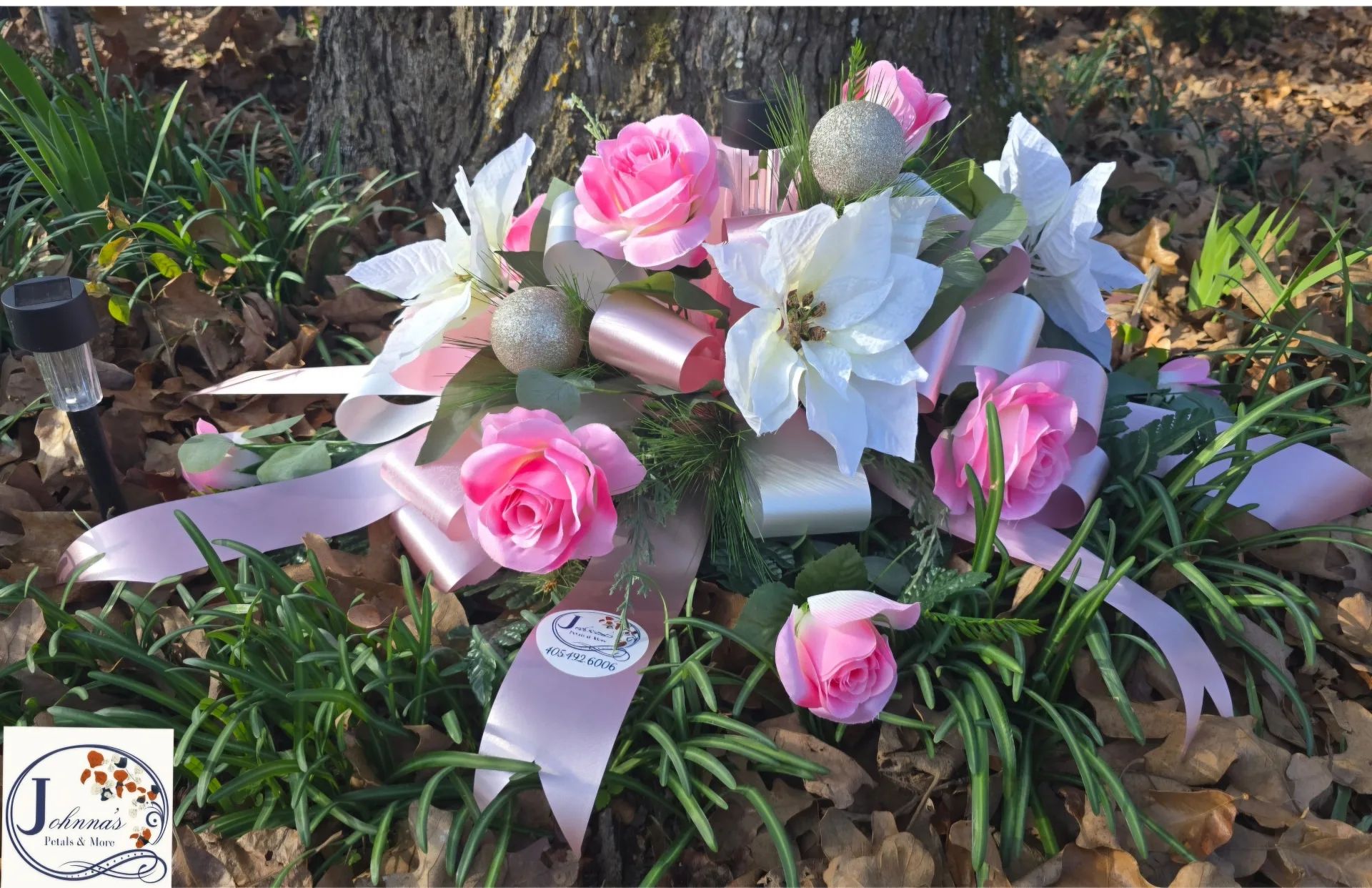 Silk Pink theme Christmas Cemetery Spray Silk Arrangement