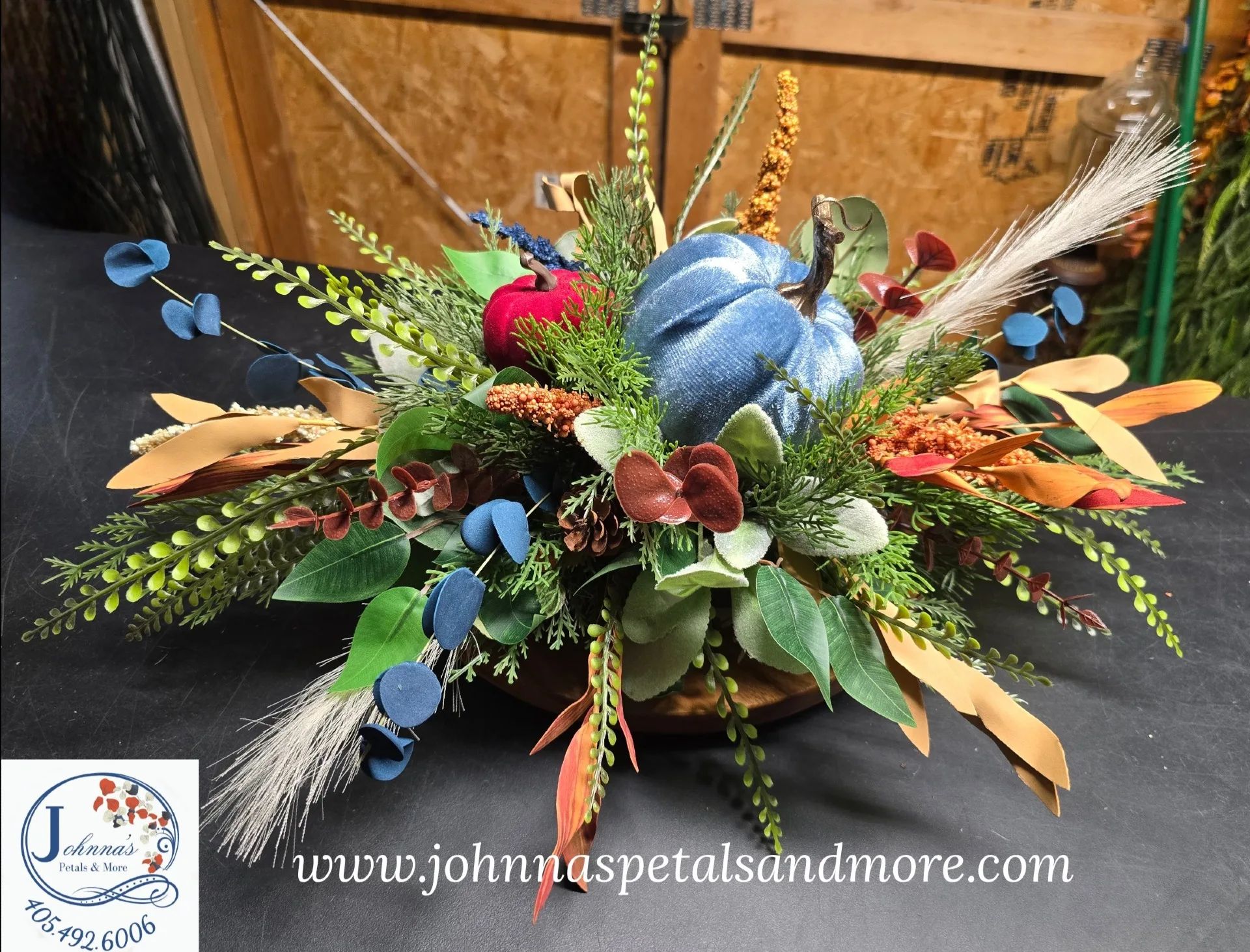 Blue Pumpkin Silk Arrangement