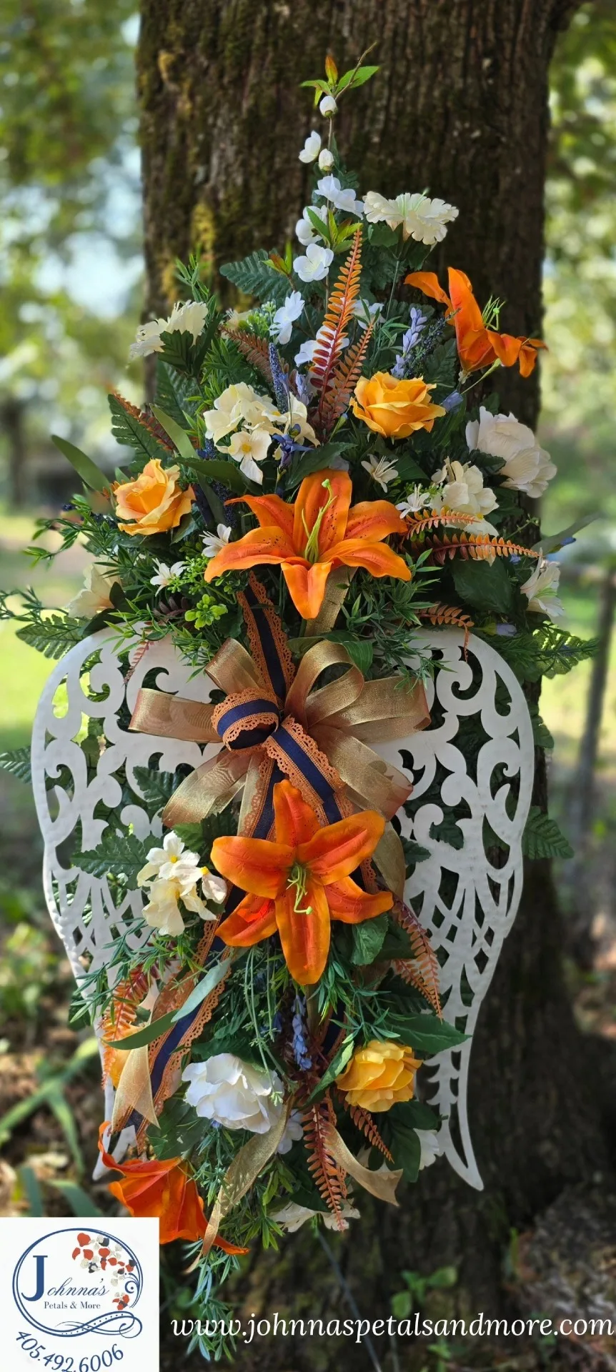 'Angel Wings' Silk Spray on easel Silk Arrangement 'Angel Wings' Silk Spray on easel Silk Arrangement
