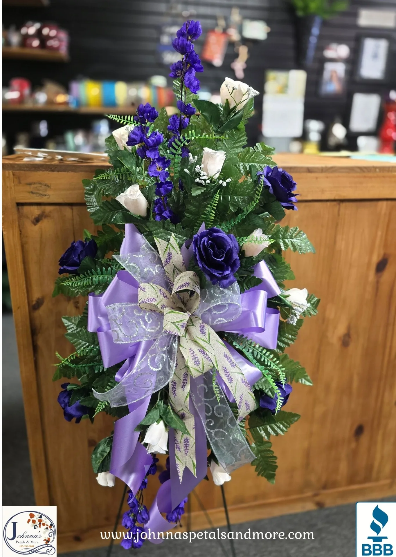 Lavender Beauty Silk Spray on easel Lavender Beauty Silk Spray on easel