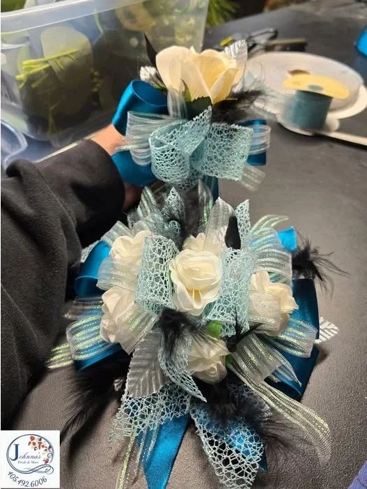 Turqui Wrist Corsage and Boutonniere Silk Ensemble Set