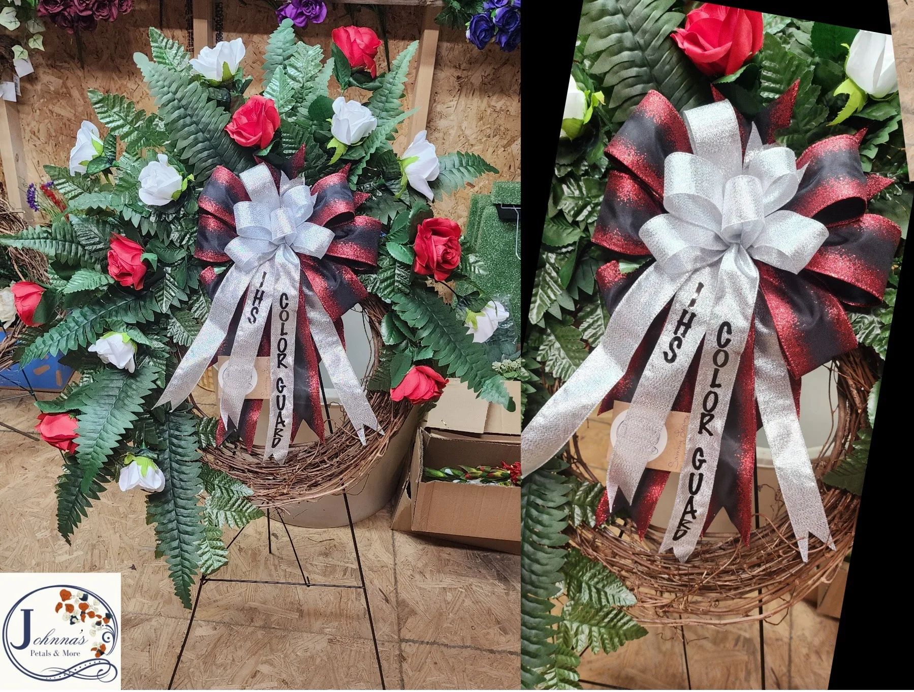 Silk Grapevine Wreath in Reds and Whites